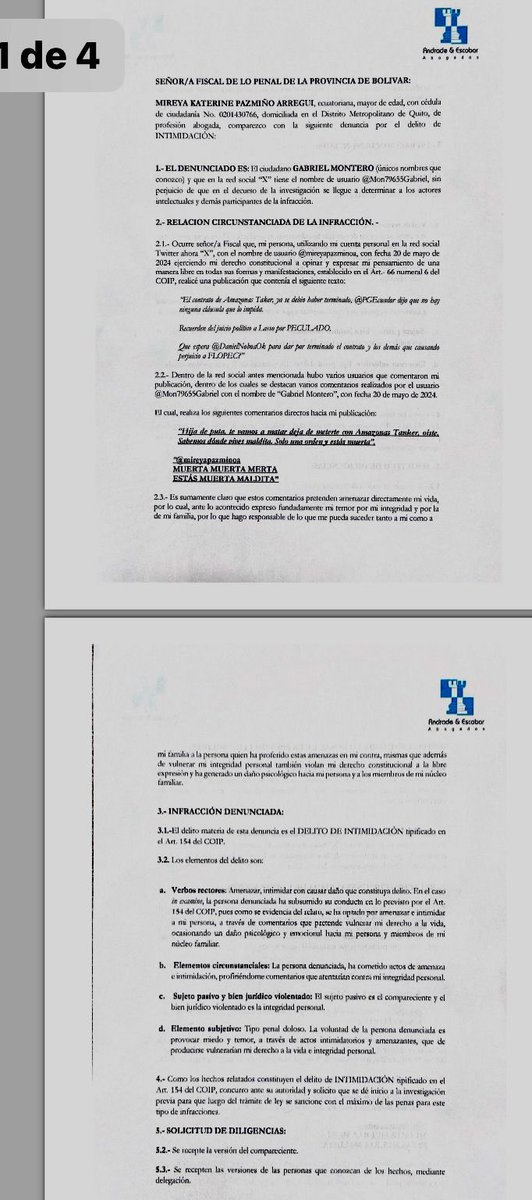 mireyapazminoa's tweet photo. HE DENUNCIADO las graves amenazas contra mi vida en la @FiscaliaEcuador y la intimidación de que estoy siendo objeto por parte de quienes se esconden en troles, por mis denuncias y posición frontal en contra de Amazonas Tanker y juicio político a Guillermo Lasso #peculadoFLOPEC🔍 https://t.co/xCV31k7kS4