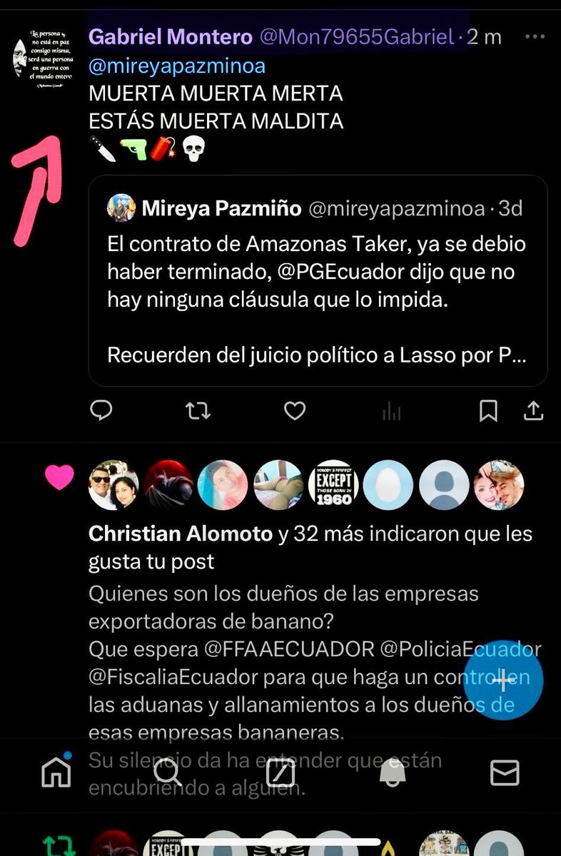 mireyapazminoa's tweet photo. HE DENUNCIADO las graves amenazas contra mi vida en la @FiscaliaEcuador y la intimidación de que estoy siendo objeto por parte de quienes se esconden en troles, por mis denuncias y posición frontal en contra de Amazonas Tanker y juicio político a Guillermo Lasso #peculadoFLOPEC🔍 https://t.co/xCV31k7kS4