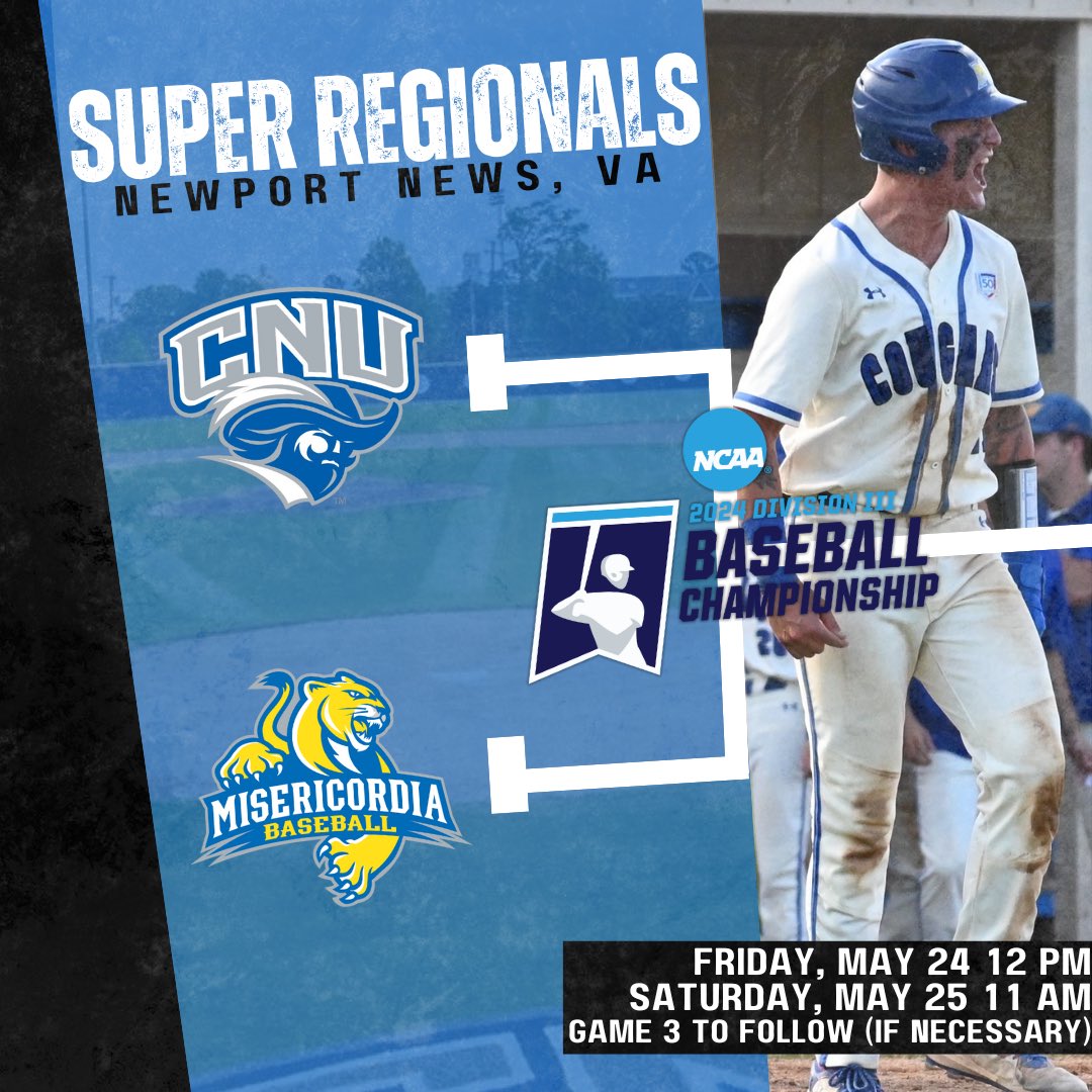 NCAA DIII Baseball Super Regionals. Today at 12 PM. Tune in: 🎥 cnusports.com/watch/?Live=11… 📊 cnusports.com/sidearmstats/b…