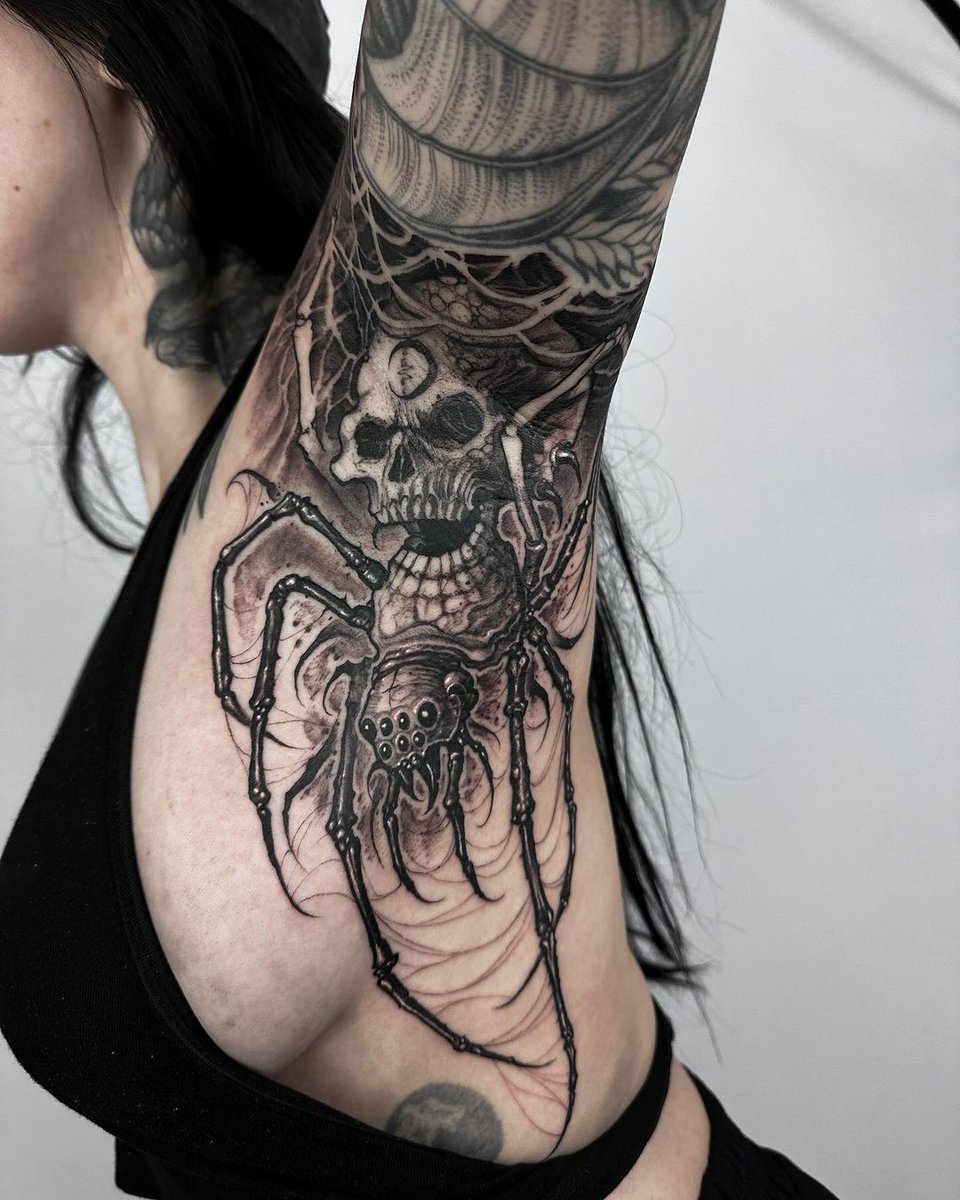Killer black and grey work by Anrijs Straume using Killer Ink tattoo supplies! #tattoo #skull