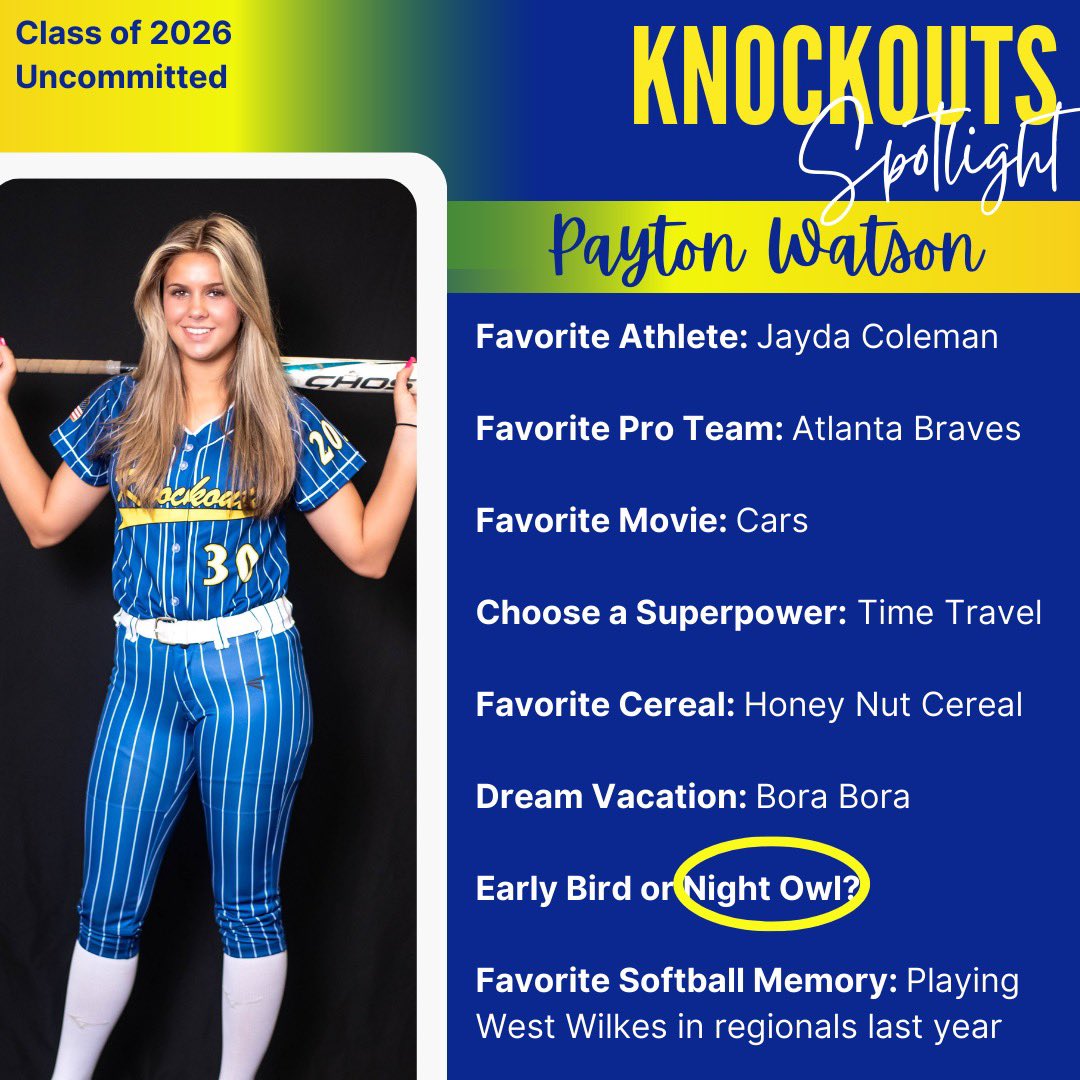 Knockouts_Cole's tweet image. Last but not least, our #30 @Payton57505104 takes our countdown to 1️⃣ day! We. Cannot. Wait. It’s almost GAME DAY! #GoKnockouts #Family #DoItDifferent
