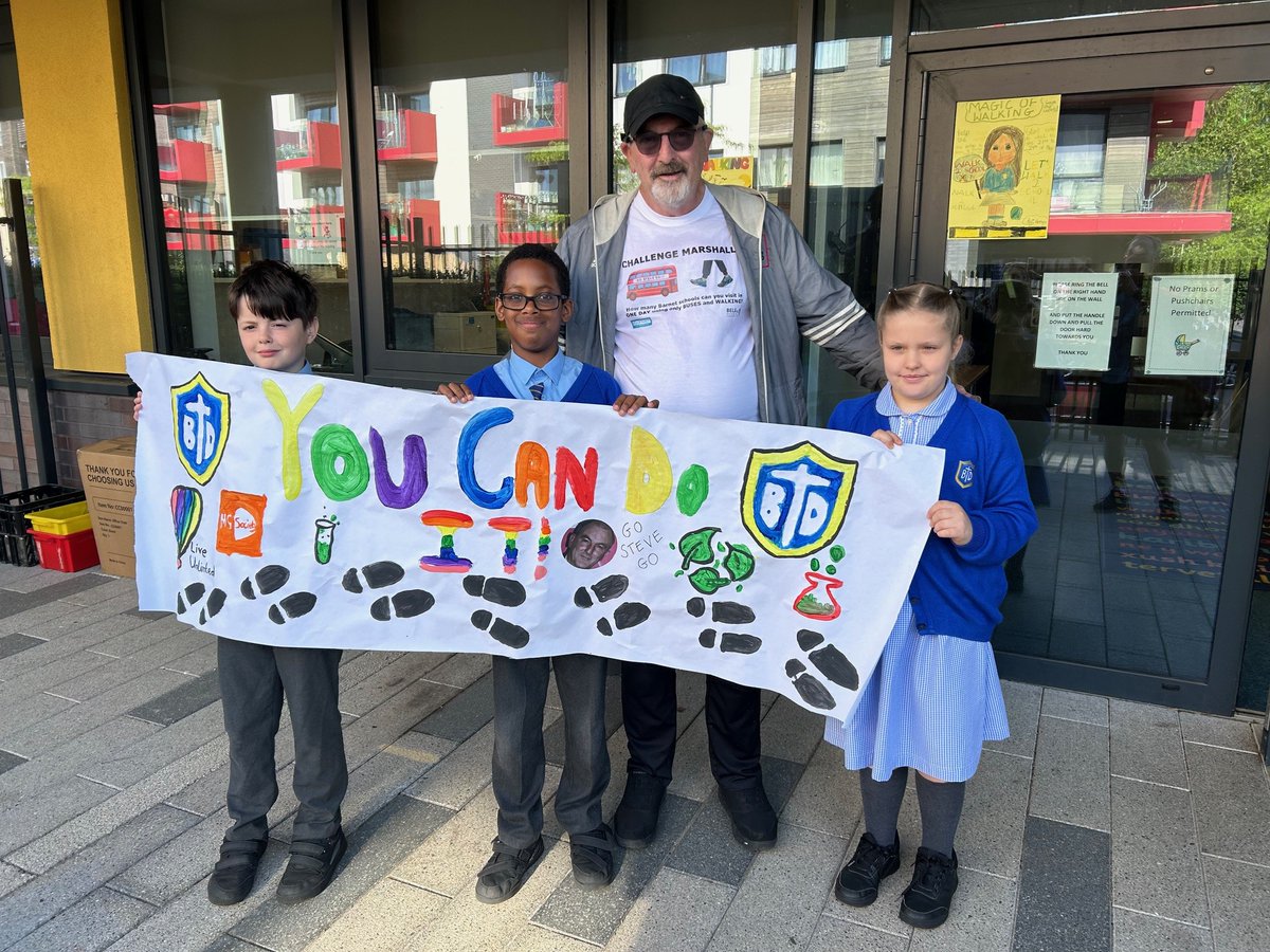 The children at Blessed Dominic Catholic School have made a wonderful banner to encourage Steve on his way!

#challengemarshall
