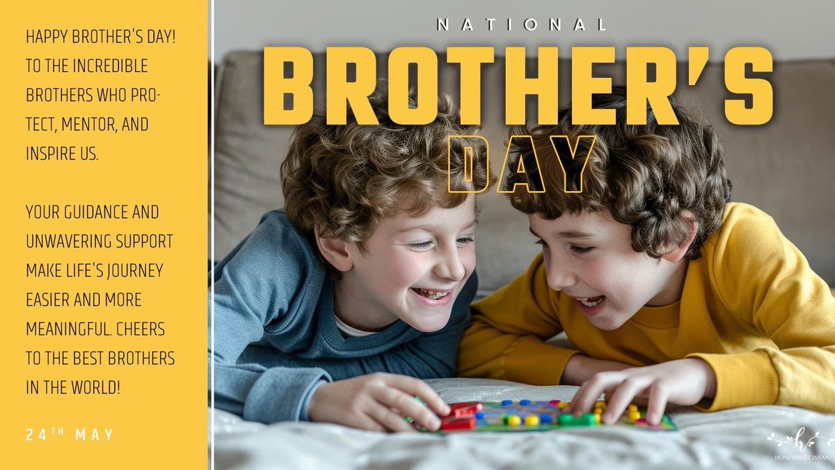 Brothers are the pillars of support, source of strength, confidantes in whom we confide, partners in mischief and companions for lifetime. Celebrating all the brothers, wishing them the best and hoping for a happy, prosperous and joyous future for them. Happy National Brother's
