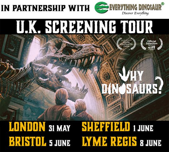 Discounted Tickets to UK Screenings of 'WHY DINOSAURS?' Film Courtesy of @Everything_Dino youtu.be/gOGLycp4BK4?si… via @YouTube @WhyDinosaurs #whydinosaurs #dinosaurfilm Our short YouTube video explains how to get discounted tickets!