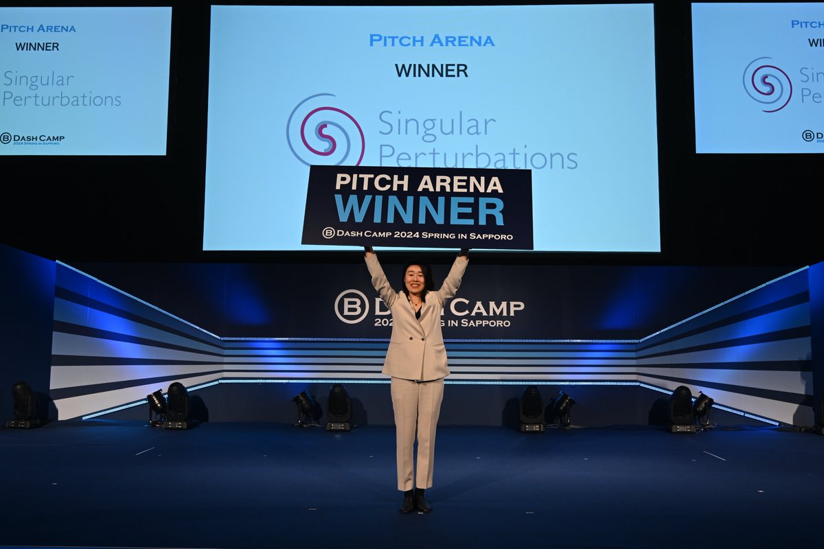 BDashCamp's tweet photo. 【速報】
B Dash Camp 2024 Spring in Sapporo「Pitch Arena」受賞者発表！

今回見事優勝に輝いたのは、「Singular Perturbations （梶田 真実）」さんです！

◯優勝
Singular Perturbations （梶田 真実）
◯準優勝
emole（澤村 直道）
◯野村賞
Singular Perturbations （梶田 真実）
◯ノバセル賞
Smart Craft（浮部 史也）
◯AGS賞
Penetrator（阿久津 岳生）
◯パーソル賞
emole（澤村 直道）
◯UPSIDER賞
GOKKO（多田 智）

受賞されたスタートアップの皆様おめでとうございます！
※敬称略
#bdashcamp