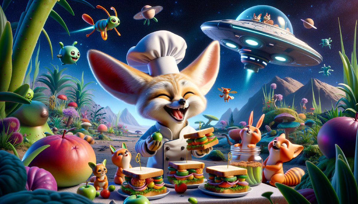 FennoSol's tweet photo. 🚀🥪Blast off with Chef Fenno's cosmic sandwiches - they're "paws"-itively hilarious! 😂 Chef is cooking 🚀#Solanameme #newmemec #solana #tothemoon #Fenno https://t.co/80DG0QbkuQ