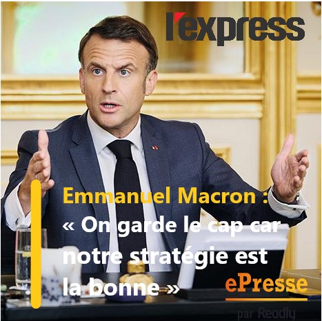 ePressefr's tweet photo. 🇫🇷 Emmanuel Macron : « On garde le cap car notre stratégie est la bonne ». Il défend sa politique économique, promet 2 milliards d'euros de baisses d'impôts pour les classes moyennes en 2025. 💼✨ 
@LEXPRESS sur @ePressefr 
https://t.co/HVbkRfUh3I https://t.co/iWxIGEwn2V