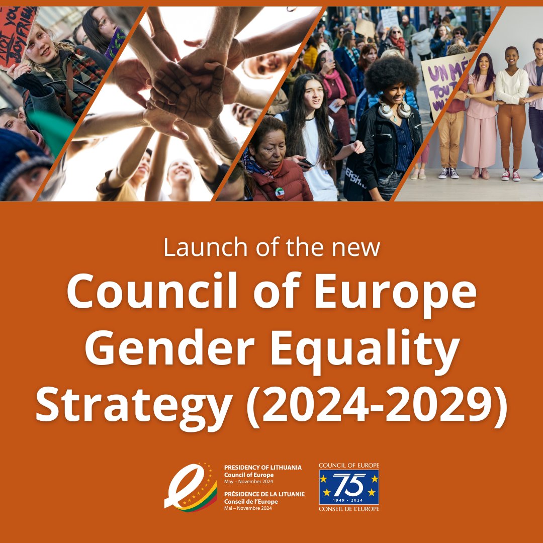 🌟We will launch our new @coe Gender Equality Strategy 2024-2029 at the conference 'United around gender equality: making space for women and girls' in Strasbourg on 🗓️30 May #genderequality See more 👇: coe.int/en/web/gendere…