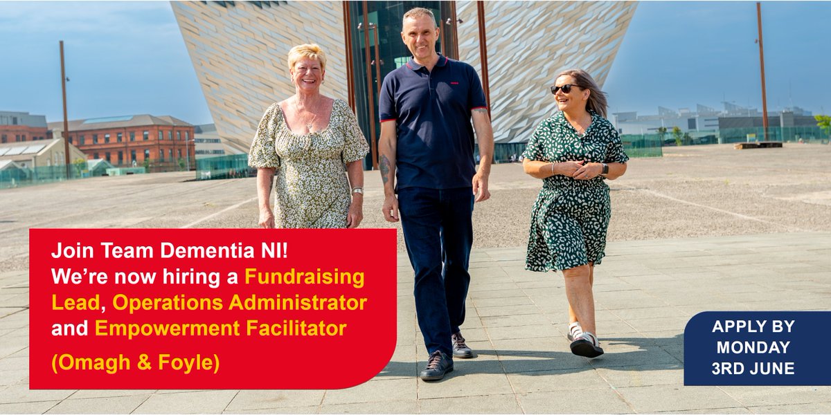 Join NI's leading local charity for people living with dementia. We're looking for a: 🔴 FUNDRAISING LEAD 🔴 OPERATIONS ADMINISTRATOR 🔴 EMPOWERMENT FACILITATOR (OMAGH & FOYLE) To help us achieve our vision - people living well with dementia - apply here: tinyurl.com/yzej9f8d