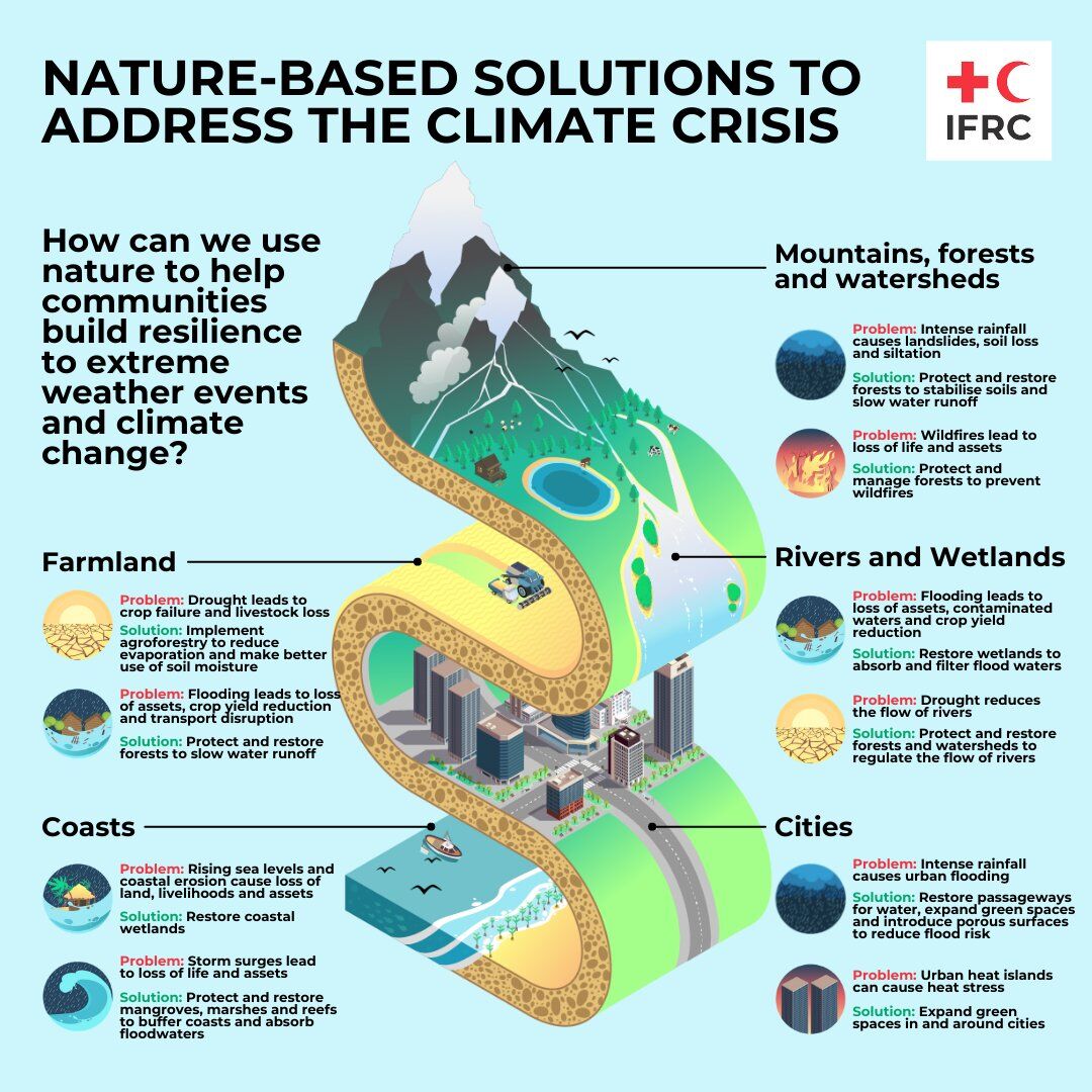 Nature is powerful. Nature-based solutions can help address the climate crisis. And by using them, we’re protecting biodiversity and protecting people. #ClimateCrisis Via @ifrc