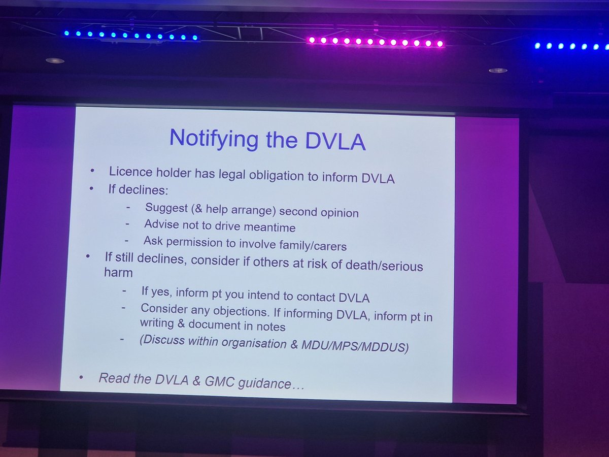 How to approach DVLA notification from @michaelnorton. #bgsconf remember dizziness which occurs spontaneously needs notification and the individual should not drive @GeriSoc
