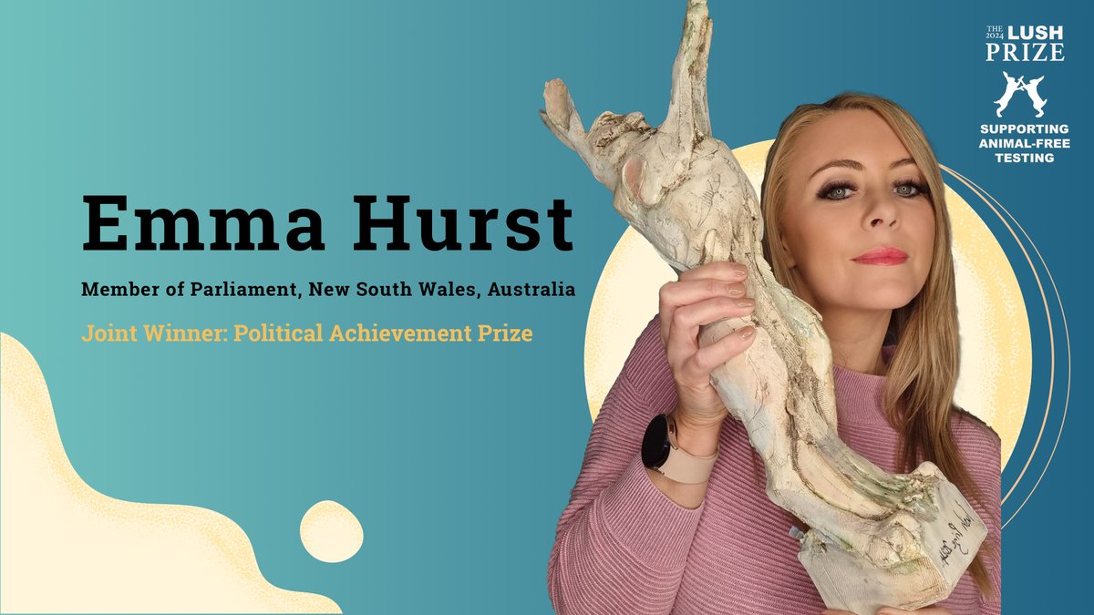Lush Prize (@lush_prize) on Twitter photo <a href="/MlcHurst/">Emma Hurst</a> of <a href="/AJPNSW/">Animal Justice Party NSW</a> is the joint winner of the Lush Prize 2024 for Political Achievement. Learn more about Emma's recent parliamentary successes: lushprize.org/2024-prize/202… <a href="/MlcHurst/">Emma Hurst</a> of <a href="/AJPNSW/">Animal Justice Party NSW</a> is the joint winner of the Lush Prize 2024 for Political Achievement. Learn more about Emma's recent parliamentary successes: lushprize.org/2024-prize/202…