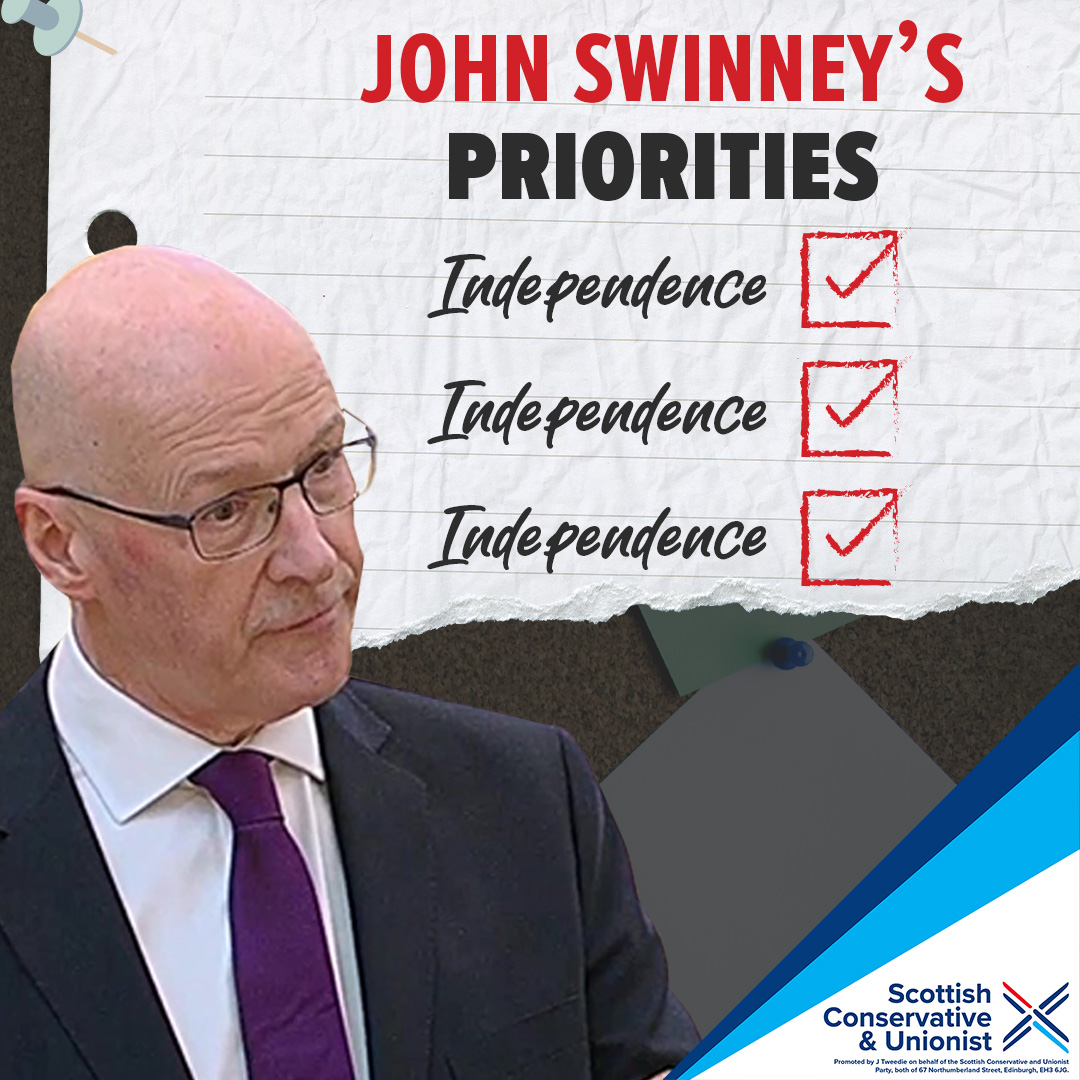 DAN TOLD YOU SO! Watch at bit.ly/4acpFwU Scottish Conservatives: 'Like Nicola Sturgeon and Humza Yousaf before him, John Swinney has made it clear his number one priority is independence.' #DanToldYouSo @ScotTories @thesnp @NicolaSturgeon @HumzaYousaf