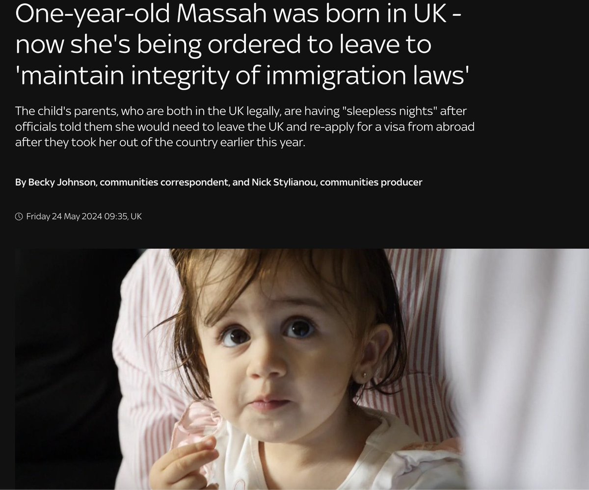 Everybody born in the UK should be entitled to automatic citizenship. Massa is one. She was born here, this is her home. There is no majority support for setting immigraiton enforcement onto people like this. Bring back UK birthright citizenship! news.sky.com/story/one-year…