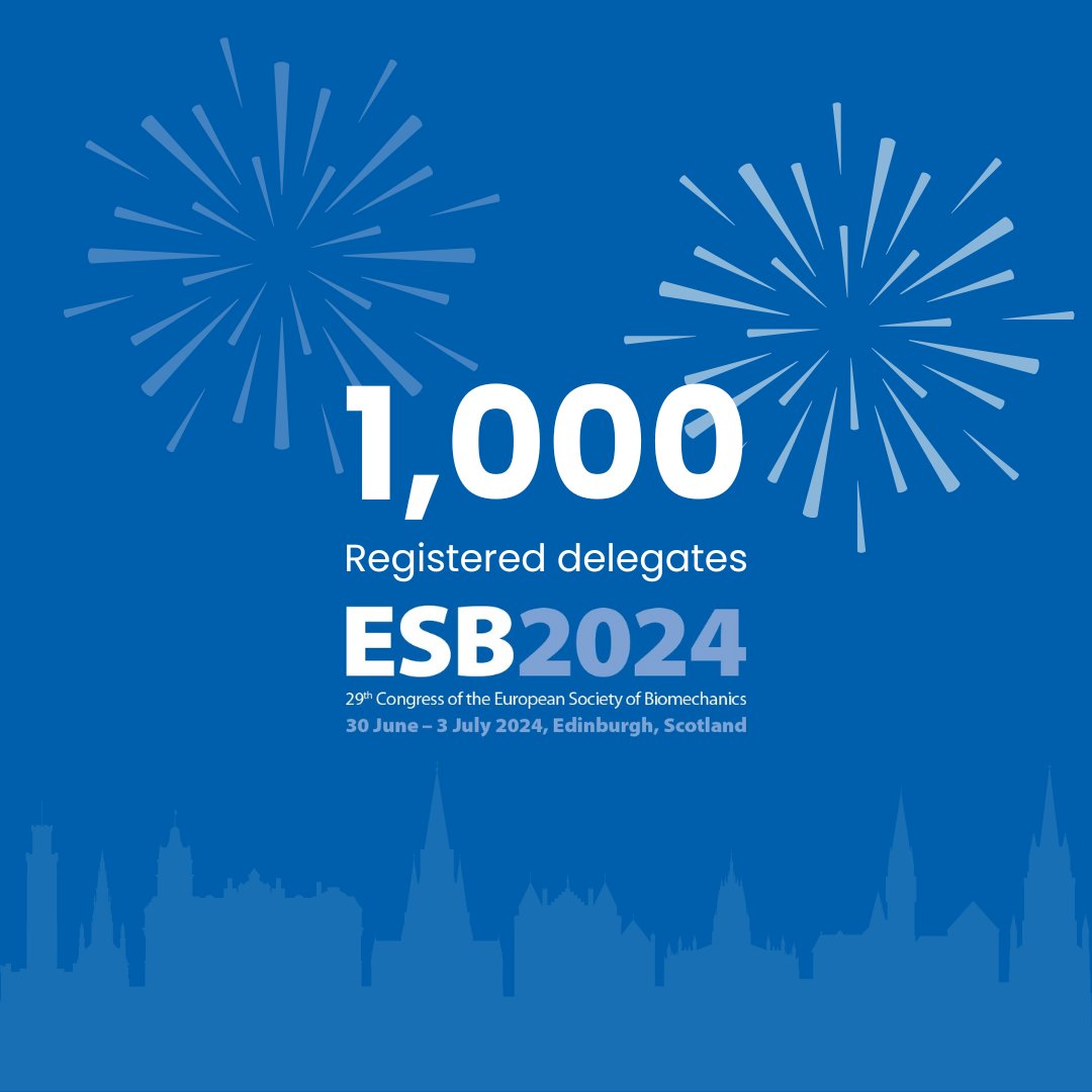 🎉 We've reached 1000 delegates for #ESB2024! Thank you to all who registered. Looking forward to seeing everyone in Edinburgh!
📢 Researchers &amp; university reps: Showcase your projects at ESB 2024 with a Project Corner! Learn more at: esbiomech2024.org/sponsorship-op…
#ESB #Biomechanics