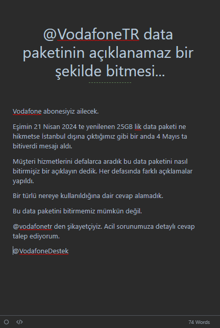 erenm's tweet photo. @VodafoneTR data paketinin açıklanamaz bir şekilde bitmesi...

@VodafoneDestek https://t.co/1bKp1mOnfp