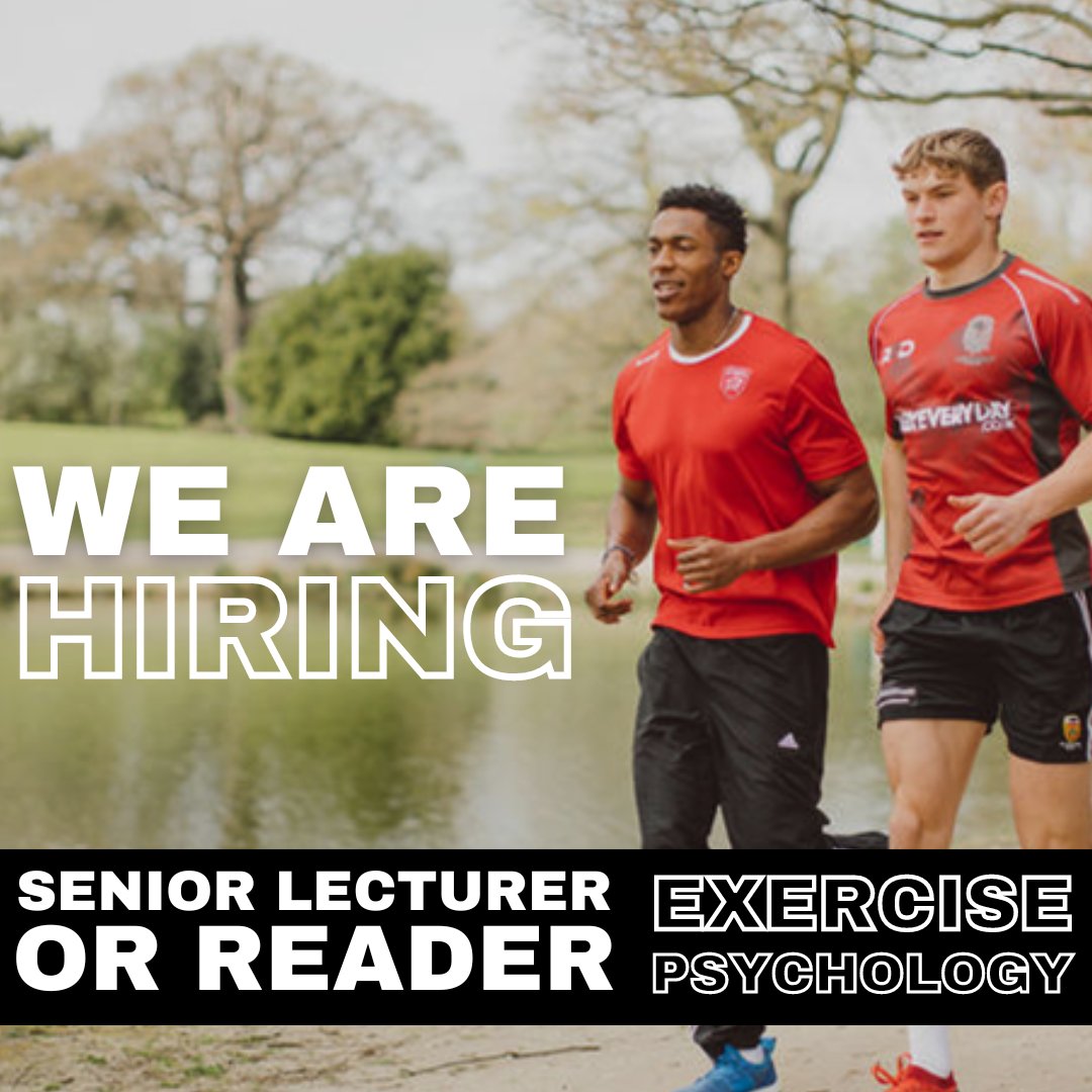 We are hiring! 🚨🚨

We are looking for a Senior Lecturer or Reader in Exercise Psychology to join our fantastic team!

For more information, follow the link ⬇️⬇️
rb.gy/t5gonq

<a href="/ncortes/">Nelson Cortes</a>