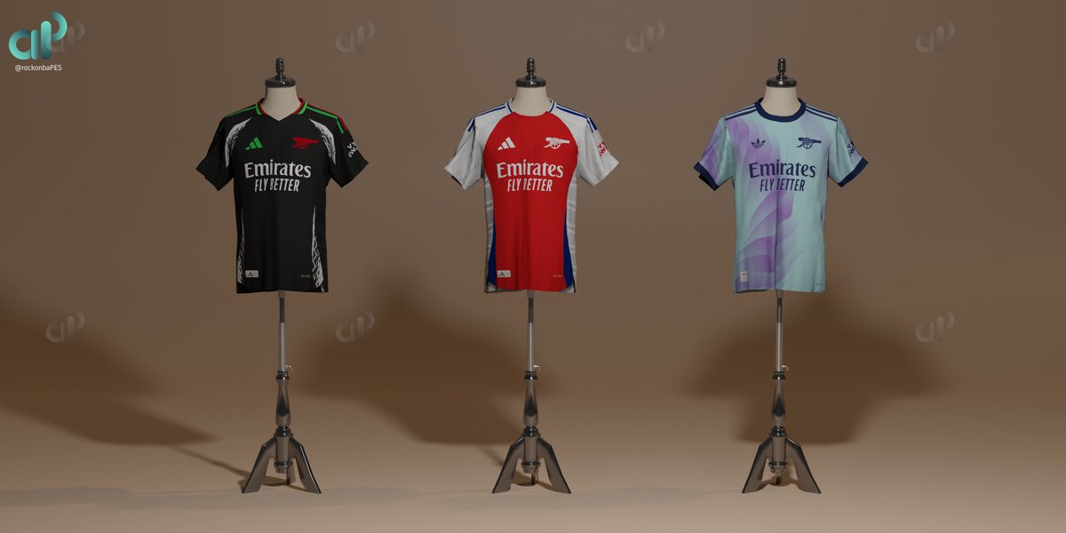 #Arsenal 24-25 Home, Away, Third kits.