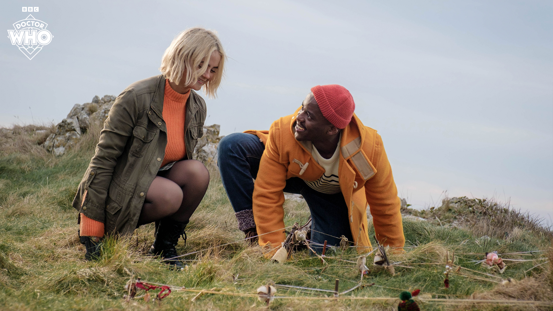 The Doctor (Ncuti Gatwa) and Ruby (Millie Gibson) look at something on the ground in '73 Yards'.