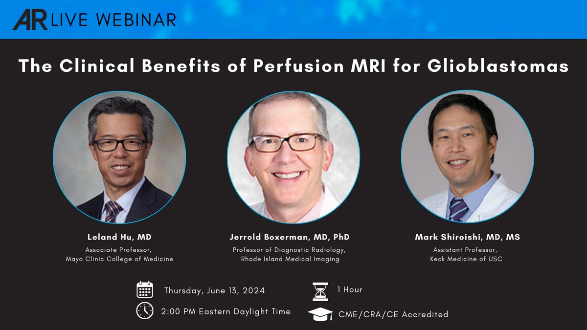 📢 New Live Webinar alert! Register today ➡️ bit.ly/3QYzCH7 Join us for comprehensive case study reviews and panel discussions with imaging experts in the field of #neuroradiology @MayoRadiology @rimirad @USCneurorads #CE #CME #CRA #MRI #RadEd #MedEd #MRPerfusion