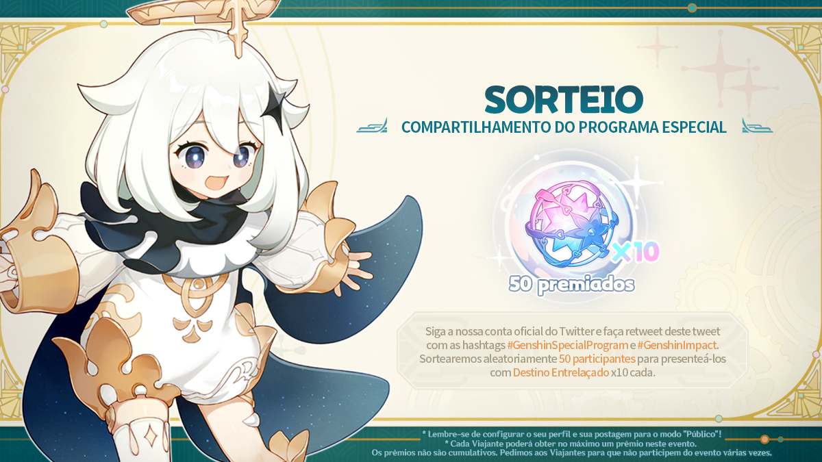 BRGenshinImpact's tweet image. Viajantes, o Programa Especial da Versão 4.7 começa em 2 horas!

Transmissão dia 24/05 às 09:00 (UTC-3) &amp;gt;&amp;gt;&amp;gt;
Twitch: hoyo.link/6OwiFBAL
YouTube: hoyo.link/5MOeFCAL

Também tem sorteio!
De 24/05 até 28/05 (UTC+8)
Resultados: 31/05

#GenshinImpact #GenshinSpecialProgram