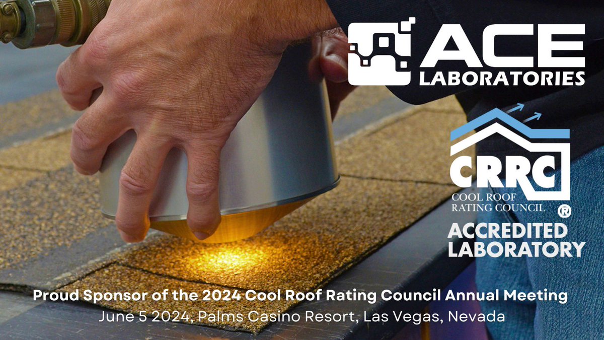 ACE Laboratories (@acelaboratories) on Twitter photo š ACE Laboratories is once again proud to sponsor and attend the 2024 Cool Roof Rating Council (CRRC) Annual Meeting, set to take place in Las Vegas on June 5, 2024!
Check out the full program and remember to register before May 28:
ā”ļø coolroofs.org/membership/annā¦
<a href="/Official_CRRC/">Cool Roof Rating Council</a> š ACE Laboratories is once again proud to sponsor and attend the 2024 Cool Roof Rating Council (CRRC) Annual Meeting, set to take place in Las Vegas on June 5, 2024!
Check out the full program and remember to register before May 28:
ā”ļø coolroofs.org/membership/annā¦
<a href="/Official_CRRC/">Cool Roof Rating Council</a>