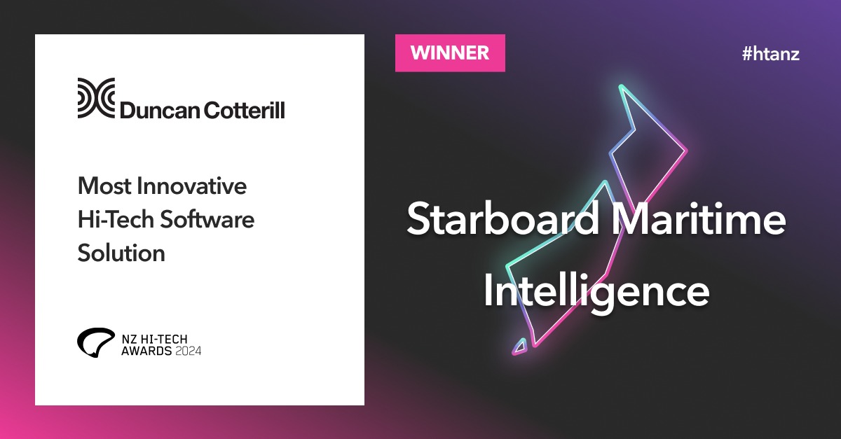 NZ Hi-Tech Awards (@nzhitechawards) on Twitter photo Exciting News! Drumroll, please! We're delighted to unveil the winner of the Duncan Cotterill Most Innovative Hi-Tech Software Solution Award!
Let's give a huge round of applause to <a href="/Starboard_NZ/">Starboard Maritime Intelligence</a> for their incredible achievement! 🐟 🏆
#SoftwareInnovation #HTANZ Exciting News! Drumroll, please! We're delighted to unveil the winner of the Duncan Cotterill Most Innovative Hi-Tech Software Solution Award!
Let's give a huge round of applause to <a href="/Starboard_NZ/">Starboard Maritime Intelligence</a> for their incredible achievement! 🐟 🏆
#SoftwareInnovation #HTANZ