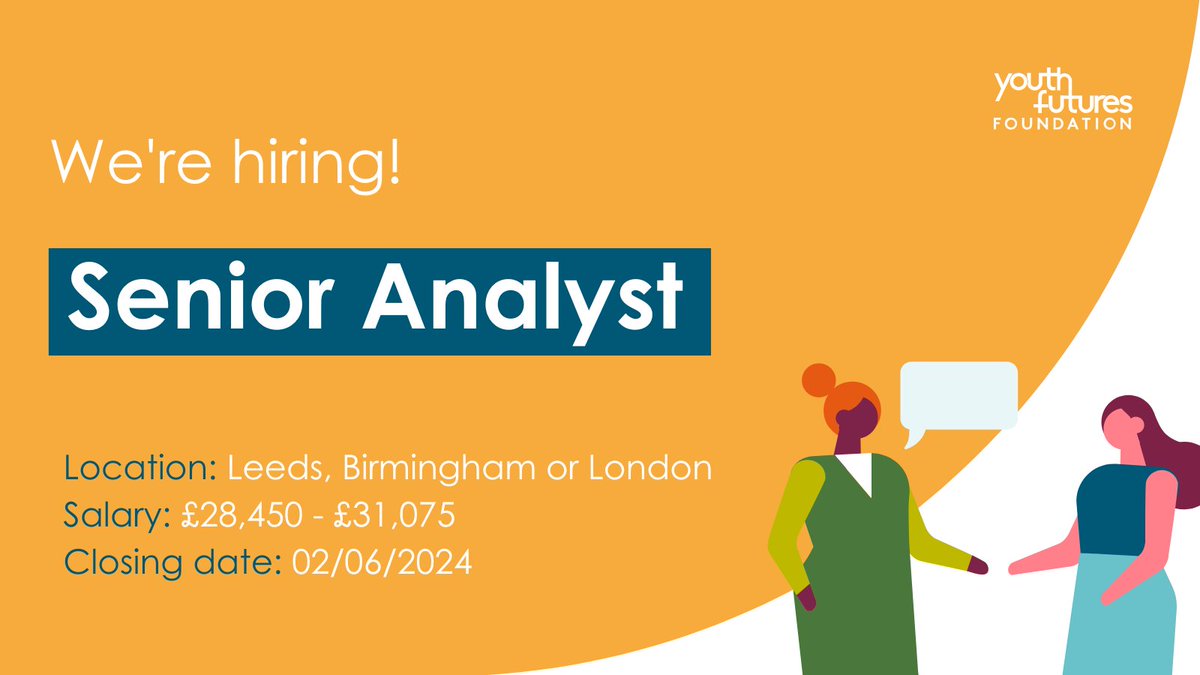 Join Our Team: Senior Analyst We are looking for a dynamic Senior Analyst to manage and deliver information, data, and analysis to help Youth Futures build evidence for impact. Deadline for applications: 2 June Apply here: youthfuturesfoundation.org/vacancy/senior…