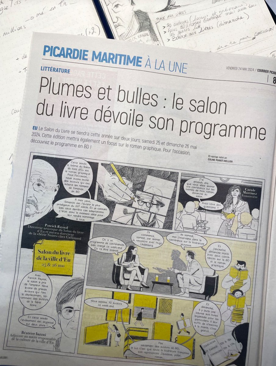 Il y a deux ans, je soutenais mon mémoire "BD reportage, comment transmettre l'information par le biais du dessin". Et aujourd'hui, je suis fière de mettre cette théorie en pratique !
Dans le <a href="/CourrierPicard/">Courrier picard</a> du jour on peut lire "BD reportage réalisée par Coline Poiret-Mellier"