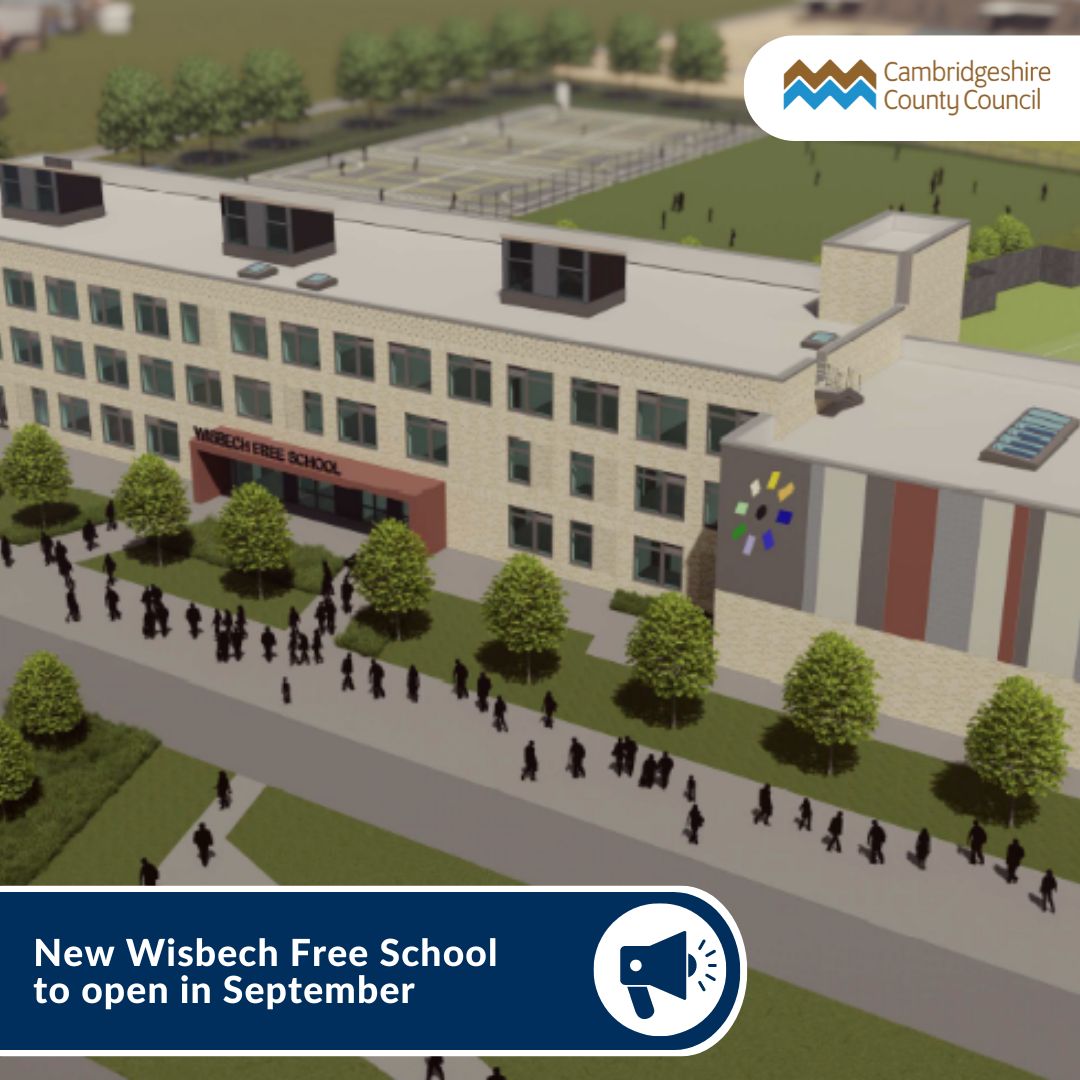 The new Wisbech Free School is on course to open in September. It will open initially in temporary accommodation on the site of Thomas Clarkson Academy. This means there will be sufficient secondary school places in Wisbech this September. Read more: ow.ly/yt9450RTPko