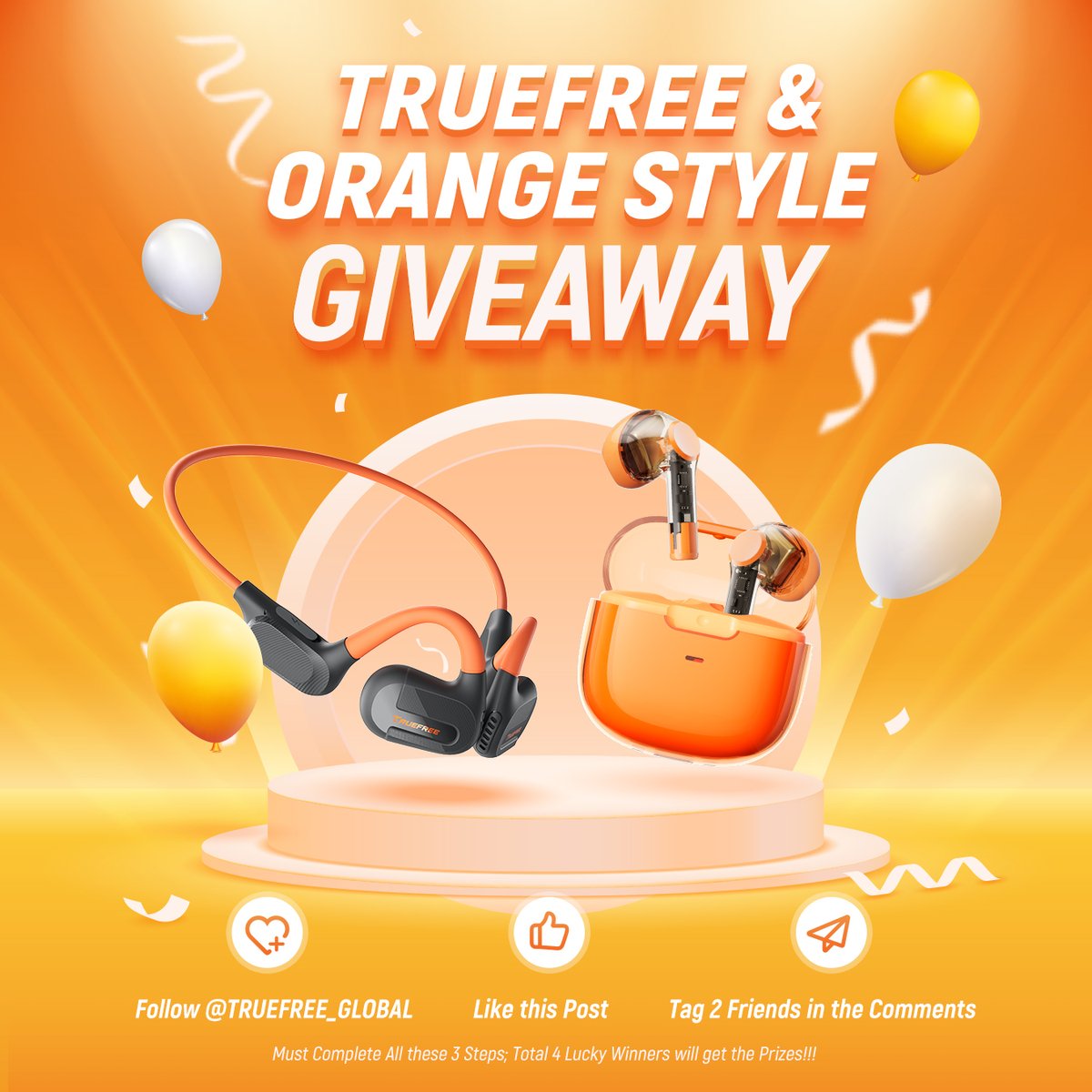 🍊TRUEFREE & ORANGE STYLE GIVEAWAY🍊 🧡Immerse yourself in the warm and energetic Orange Style~ 🎁Prizes: 2 x TRUEFREE F2 Open-ear Headphones/ 2 x TRUEFREE T3 Transparent Earbuds 👏Time Limited: May. 24 - 31. 2024 (PDT) #Giveaway #gifts #orange #cozy #TRUEFREE #sports