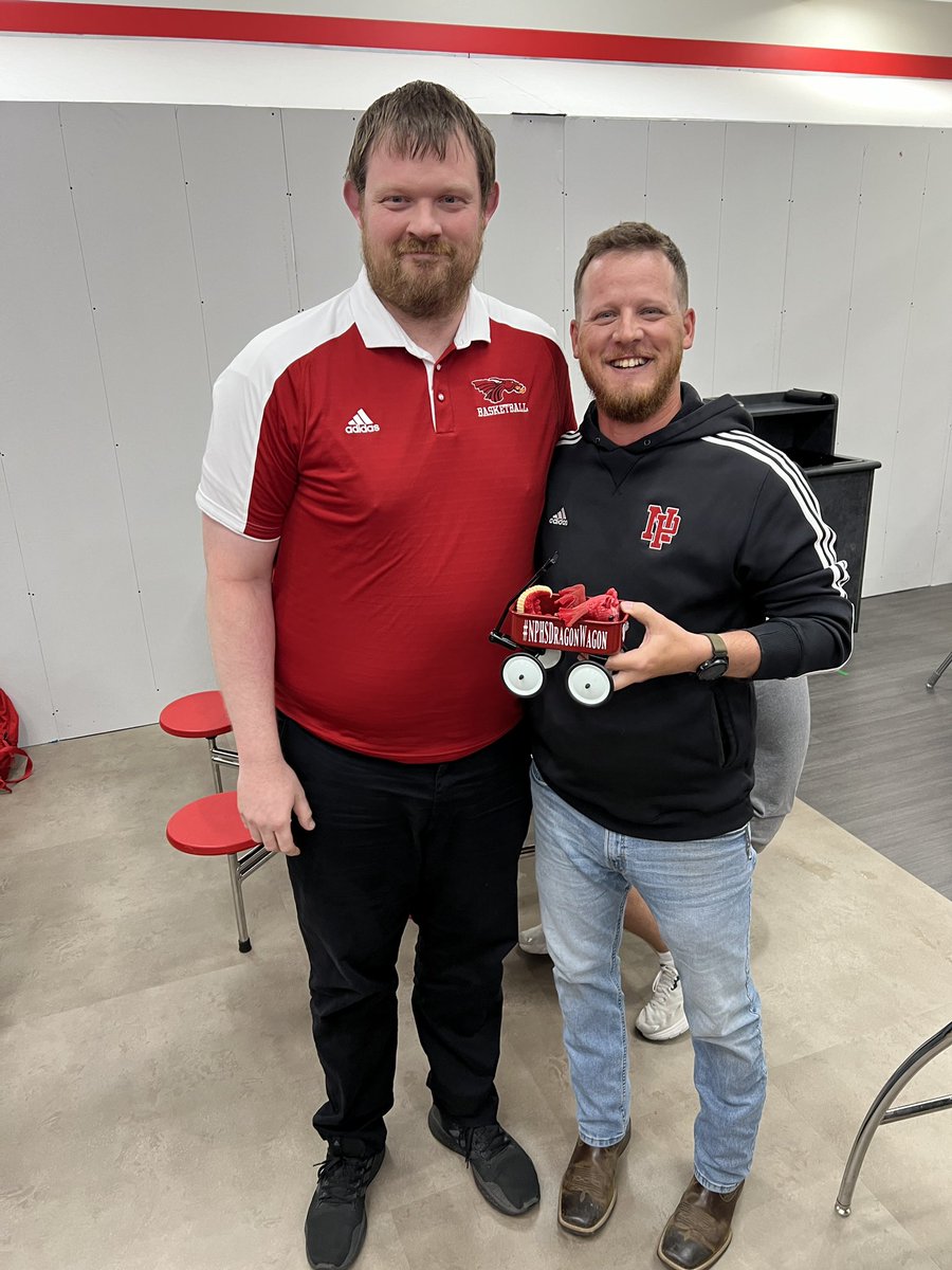 This week, the <a href="/NPHSDragonWagon/">Dragon Wagon</a> was passed for the final time of the year. 

Mr Tarplee praised Mr Myers’ ability to connect with students &amp; put together compelling lessons in his class. 

NPHS is lucky to have <a href="/coach_myers/">Jordan Myers</a>!

<a href="/VoelzJames/">New Palestine High School</a> @MitchanerNPHS <a href="/MooreNPJH/">NPHS Asst. Principal & Girls Varsity 🏀 Coach</a> @SouthernHancock