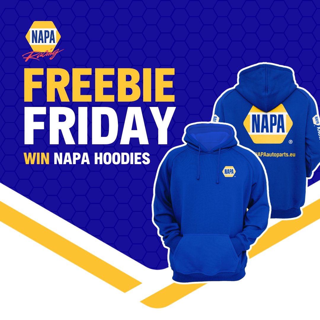 🔵🟡 FREEBIE FRIDAY – NAPA HOODIE 👕 Dress to win in one of our blue NAPA Hoodies! How to enter: 👕 Be sure to follow NAPA Racing UK 👕 Tag a friend who love to get their hands on one of these hoodies The winner will be announced on Tuesday 28th May