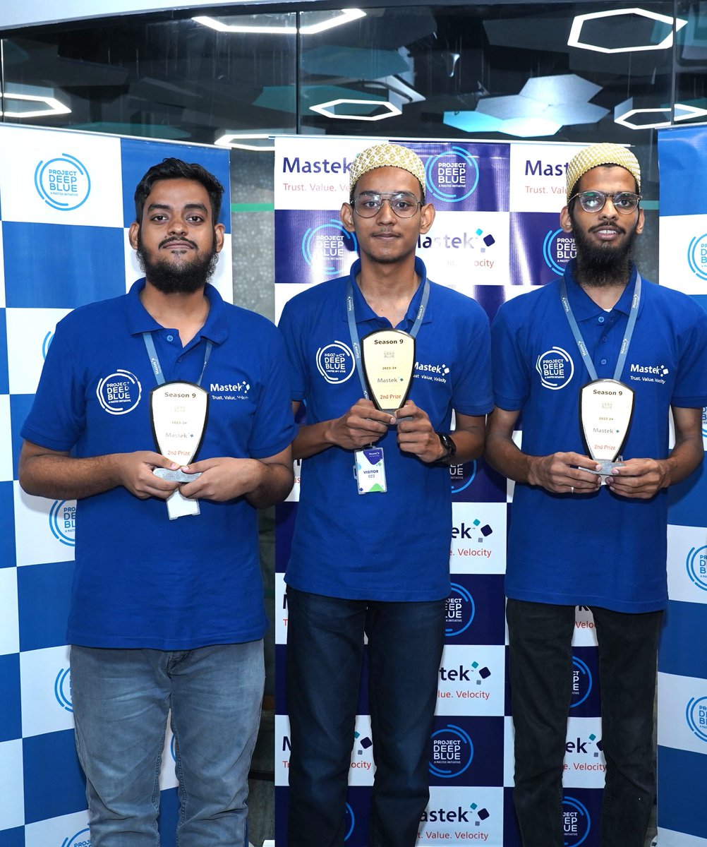 SomaiyaTrust's tweet photo. Congrats to K. J. Somaiya Institute of Technology team for winning 2nd prize and Cash Reward ₹75,000 in "Mastek Project Deep Blue" Season-9 of 438 teams. 🌟
Team SLS3: Smart Luggage Solution team comprises Abizer Agarwala, Haider Jawadwala and Moiz Morbiwala.
#KJSIT #Innovation https://t.co/oEfuE809pg