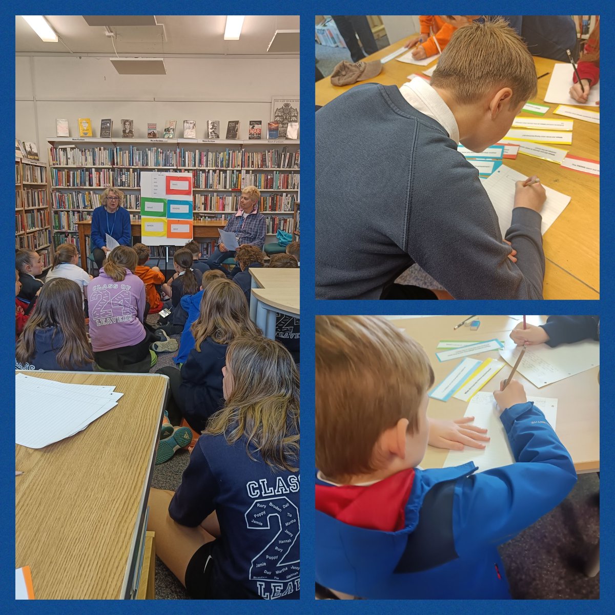 P6/7 created some wonderful imaginative texts today at the library.  They focused on story starters and made sure they had lots of descriptive language included.