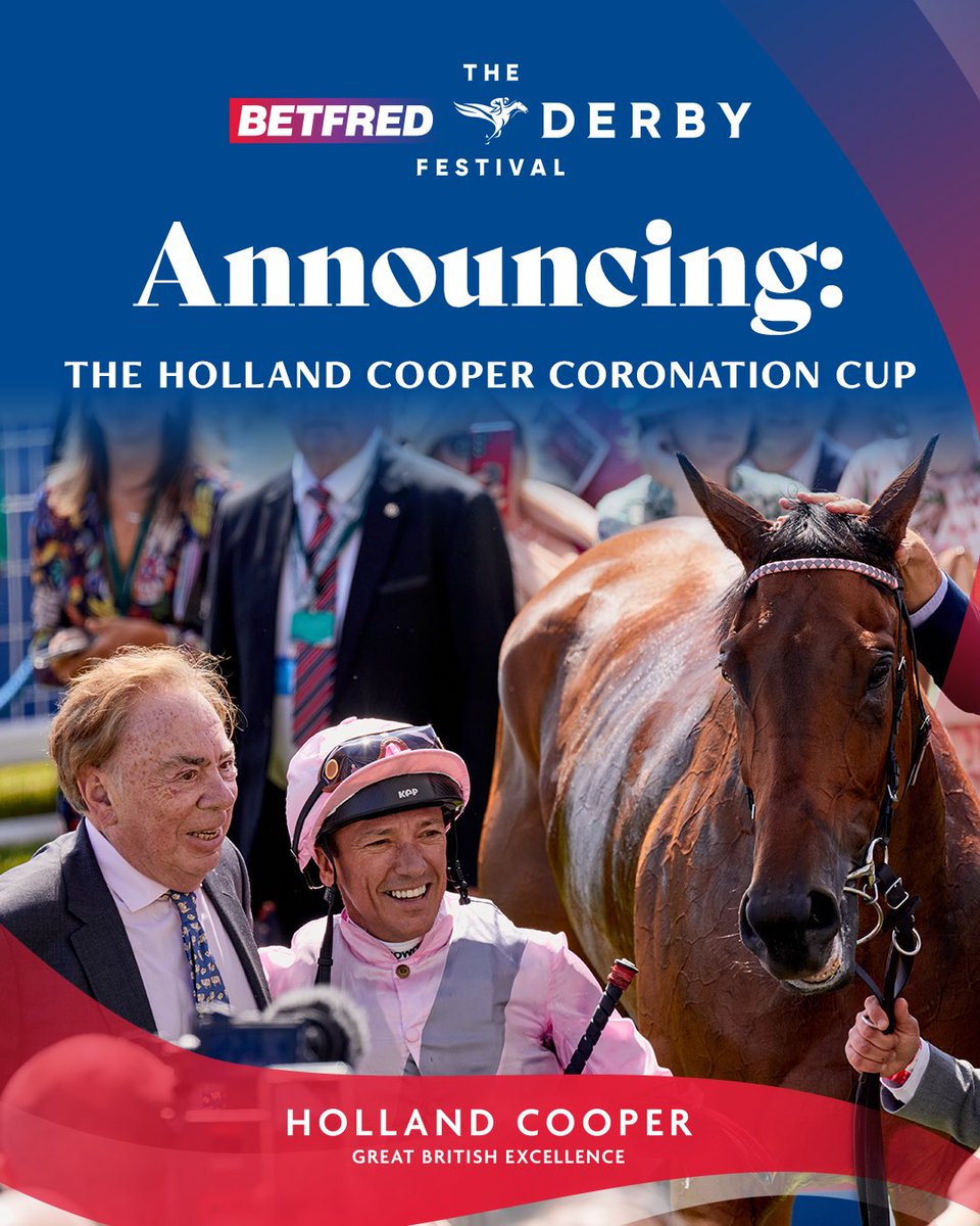 We are delighted to announce the @HollandCooper Coronation Cup at this year’s Betfred Derby Festival! Read more: thejockeyclub.co.uk/epsom/media/ne…
