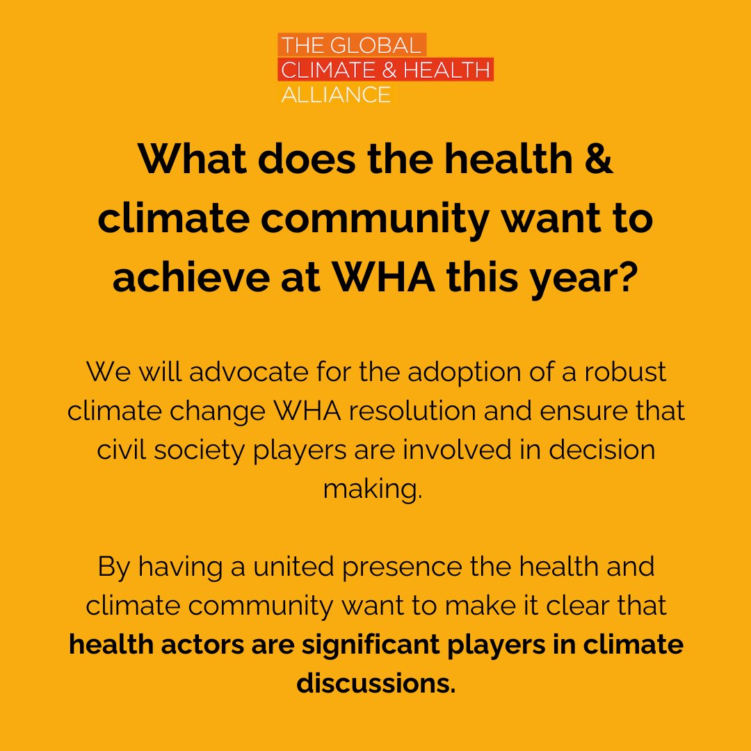 As #Health leaders head to Geneva for the World Health Assembly #WHA77 (May 27 > June 1), here is: 👉What you need to know about this top level meeting, 👉What we expected on the #ClimateAndHealth front, For ➕ (Press releases & our comments..) check updated 🧵bellow