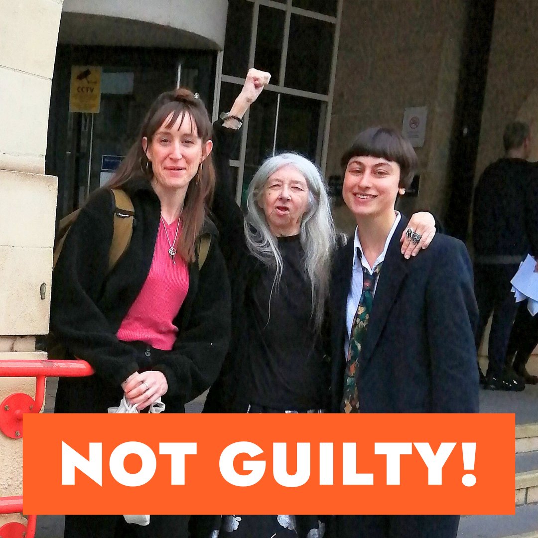 🚨 3 Just Stop Oil Supporters NOT GUILTY 🔥 Phoebe, Zoe and Polly were found Not Guilty in Stratford Magistrates Court yesterday, after being arrested for Wilful Obstruction of the Highway last year. ⚖️ Judge Brown ruled that a guilty verdict would be disproportionate as there