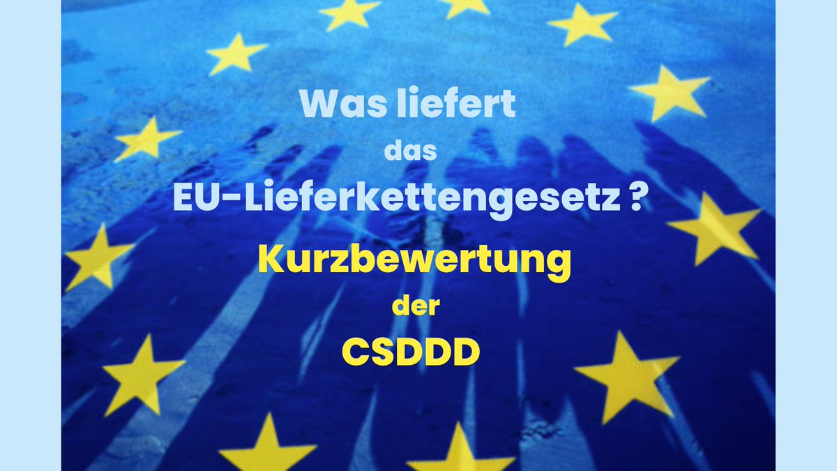 Habemus 🇪🇺#Lieferkettengesetz! Die #CSDDD ist ein großer Fortschritt für den Schutz von Menschenrechten &amp; Umwelt in den Wertschöpfungsketten.

👍 Was ist positiv?

👎 Aber: Wo reicht es nicht aus?

🧐 Mit unserer Kurzanalyse habt Ihr den Durchblick:
tinyurl.com/puwjrkrh