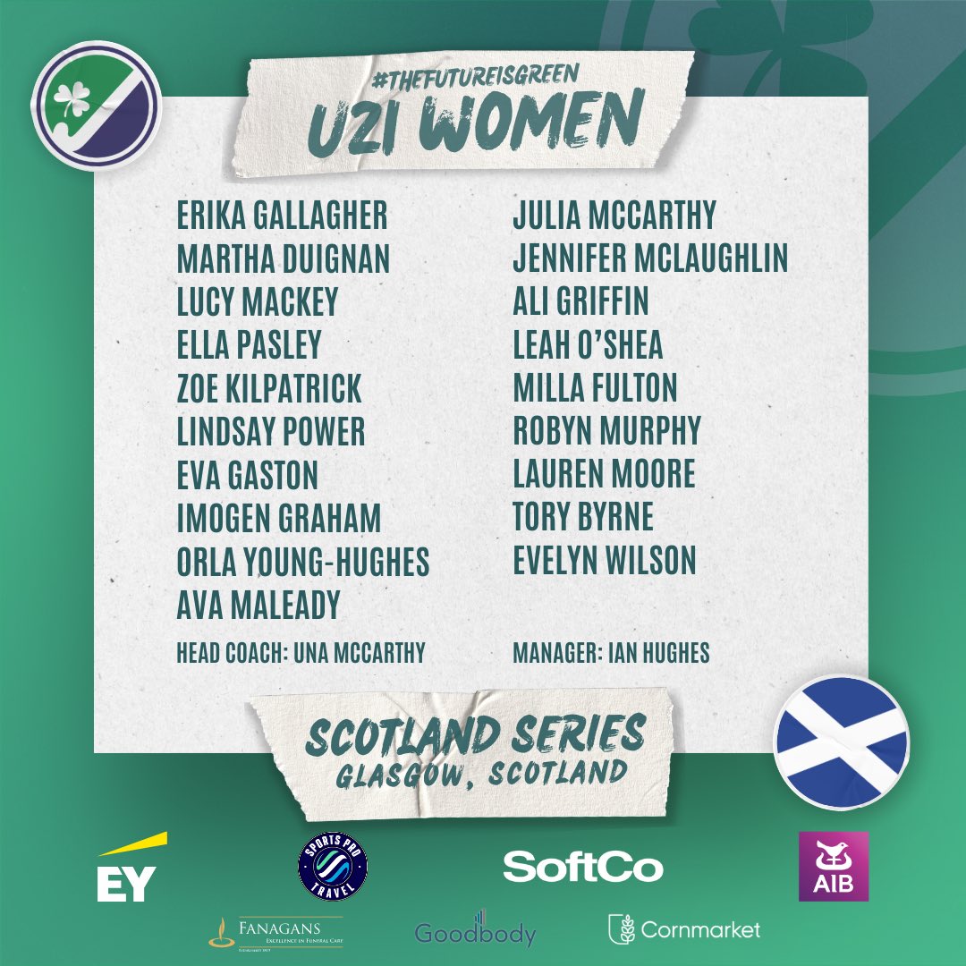irishhockey's tweet photo. IRL U21 WOMEN - SCOTLAND SERIES ☘️🏴󠁧󠁢󠁳󠁣󠁴󠁿

Preparation for our IRL U21W continues as they join the upcoming international schedule. With the EuroHockey U21 Championships in July, they travel to Glasgow to play a series against Scotland, beginning tonight at 7:30PM

#TheFutureIsGreen https://t.co/FrqJejCyJZ