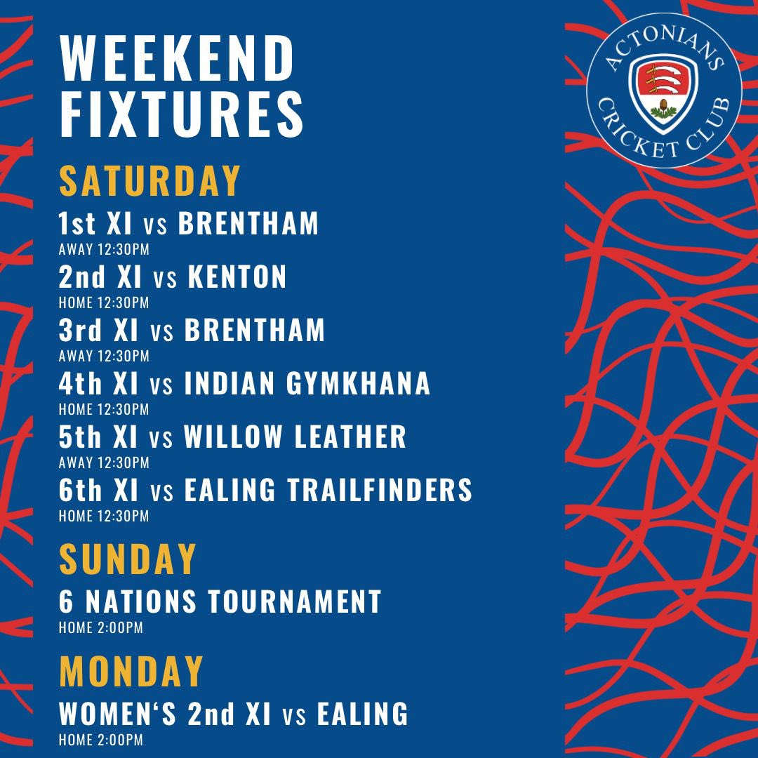 Actonians CC (@actonianscc) on Twitter photo This weekend!
Of note is the fixture against near neighbours <a href="/BrenthamCC/">Brentham CC</a> which bizarrely is the first meeting of our 1st XIs in the history of league cricket in our area! This weekend!
Of note is the fixture against near neighbours <a href="/BrenthamCC/">Brentham CC</a> which bizarrely is the first meeting of our 1st XIs in the history of league cricket in our area!