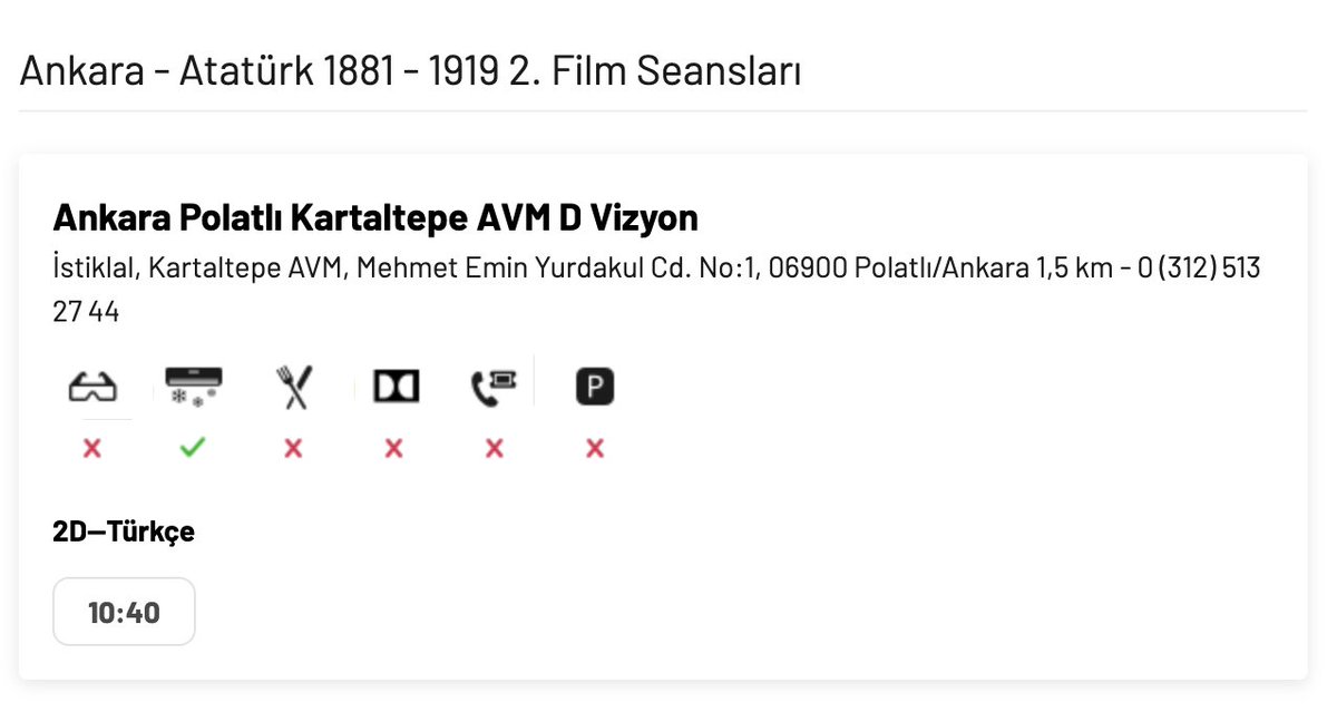 Atatürk 1 ve 2 filmleri kısa bir süre oynatıldı ancak artık sinemalarda oynatılmıyor veya bazı şehirlerde sadece 1 salonda ve 1 seansta oynatılıyor. Bu film en çok izlenenler arasına girdi ve hala da izlenir ama sanki izleyiciyle daha fazla buluşamasın diye birileri engel oluyor