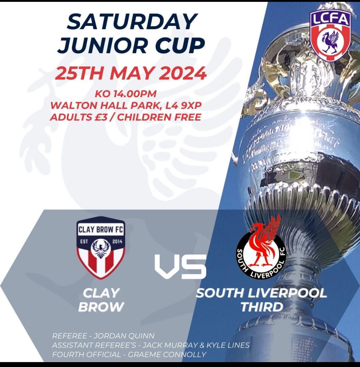 It doesn’t get much bigger than this 😎

County cup final day tomorrow as we travel to Walton Hall Park to face South Liverpool in the Liverpool Junior Cup Final! 

We will give everything we’ve got to get one over the line🤞⚽️

Up the Brow 😎⚽️