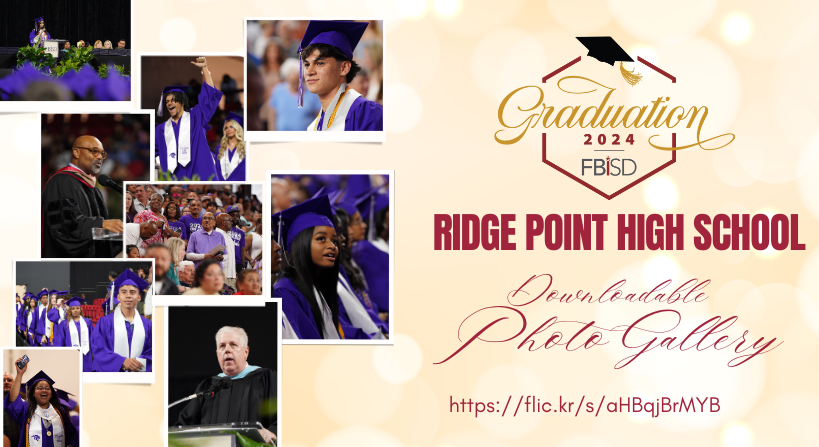 Celebrate our @FortBendISD Graduates! The Ridge Point High School Class of 2024 photo gallery is now live. View and download your favorite photos. Congratulations Panthers! flic.kr/s/aHBqjBrMYB #FBISDGraduation
