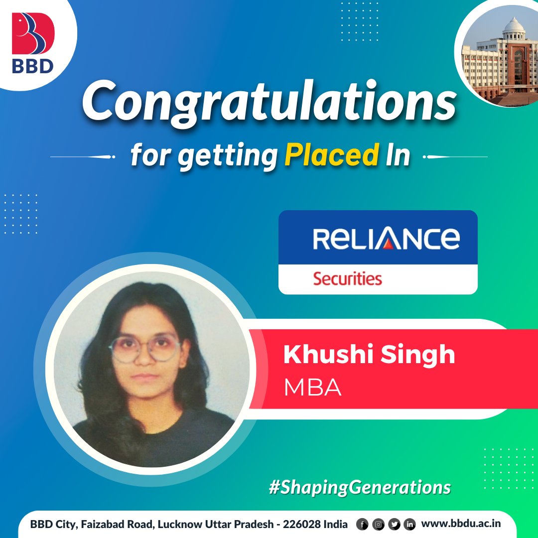 Congratulations for such a bright start, and best wishes for the journey ahead. #Reliance #Reliancesecurities #Placement2024 #wearefutureready #campusplacement #bbdgroup #lifeatbbd #bbduniversity