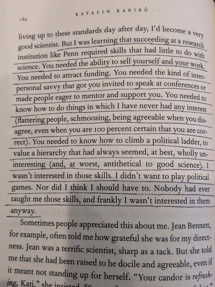 I was reading 2023 Nobel laureate Katalin Kariko's book, Breaking Through. She was brutally honest about the academic system in US. 

And, here is an example section from her book.