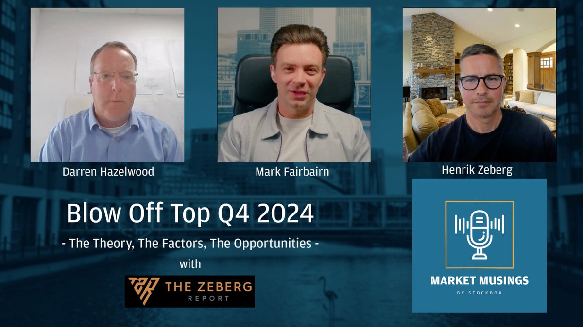 'Blow Off Top in Equities Q4 2024' — unravelling the theory, factors, & opportunities. Coming up on the @MarketMusing Podcast... Join @StockBoxMedia @MarkEJFairBairn with special guest @HenrikZeberg for an insightful discussion with @PantherMetals CEO @DarrenHazelwood Not one
