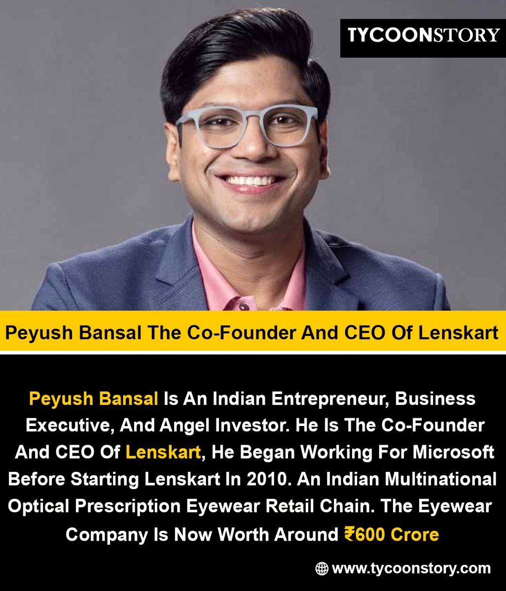 Peyush Bansal The Co-Founder And CEO Of Lenskart #PeyushBansal #Lenskart #CoFounder #CEO #Entrepreneur #Startup #BusinessLeader #EyewearIndustry #OpticalBusiness #TechEntrepreneur #BusinessSuccess #InnovativeLeadership #RetailTech @Lenskart_com tycoonstory.com