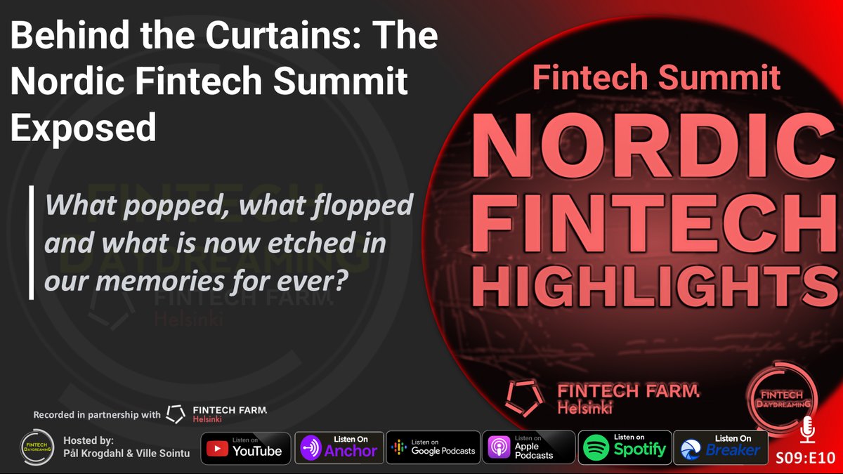 Did you attend the Nordic Fintech Summit?
🎬 YouTube - lnkd.in/e-Bisjz7
🎧 Spotify - lnkd.in/eYtA-4ug
🎧 Apple - lnkd.in/eg7CiEWJ
🌎 FintechDaydreaming.com

#fintechdaydreaming
#podcast