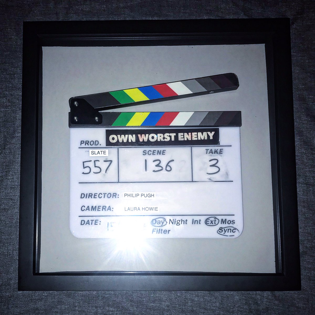 🎬 There weren’t many mementos worth keeping from the ‘Own Worst Enemy’ shoot (aside from the film itself of course!), so I framed the clapperboard as a keepsake. Can’t wait to hang it up.

Happy Friday all. Hope you’ve had a productive week and have a creative weekend lined up.